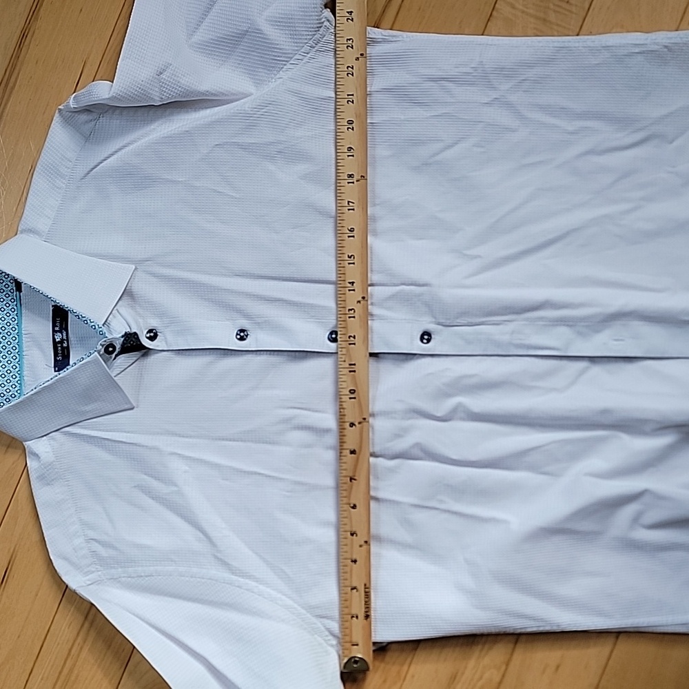 Stone rose white waffle knit dress shirt xl - Picture 4 of 6